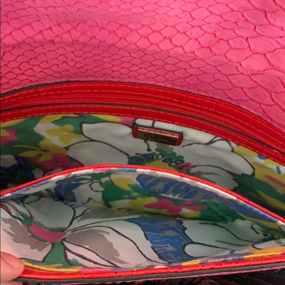 Guess LARGE ENVELOPE clutch snake print PINK & RED - Picture 4 of 5